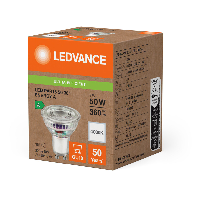 ledvance Led-lamp super-efficient par16 2w/840 350lm gu10 36 ela