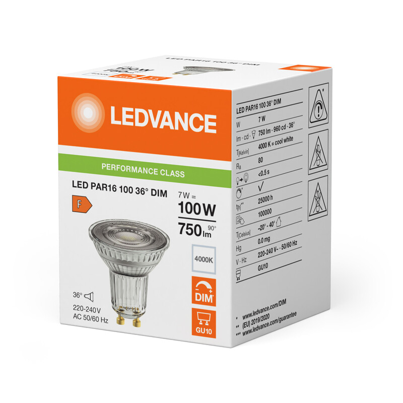 ledvance Kohdelamppu performance spot par16 8w/840 750lm dim gu10 36
