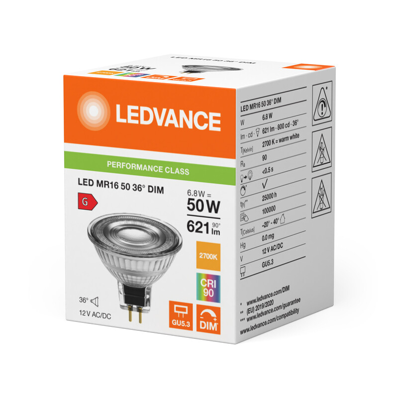 ledvance Led-lamp superior spot mr16 7w/927 621lm gu5.3 dim 36