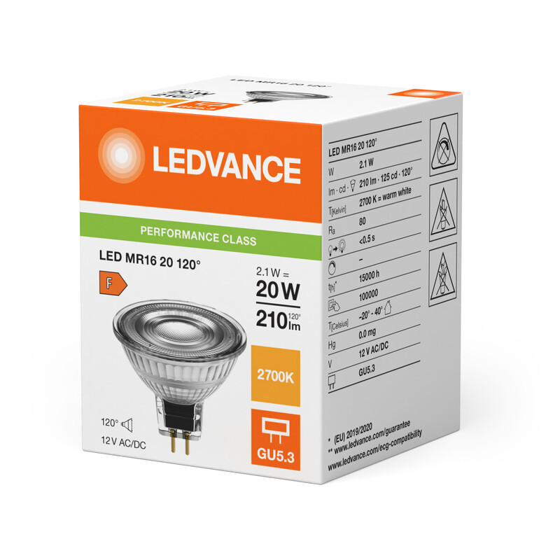 ledvance Kohdelamppu performance spot mr16 2,1w/827 210lm gu5.3 120d