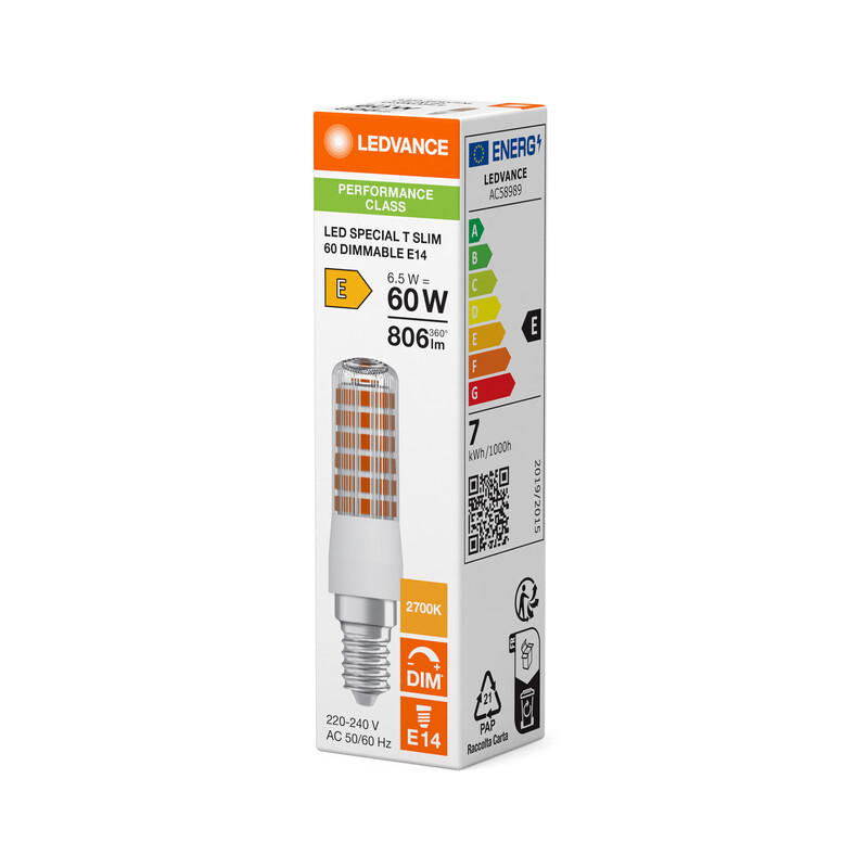 ledvance Led-lamp parathom special t slim 7w/827 806lm e14 dim cl