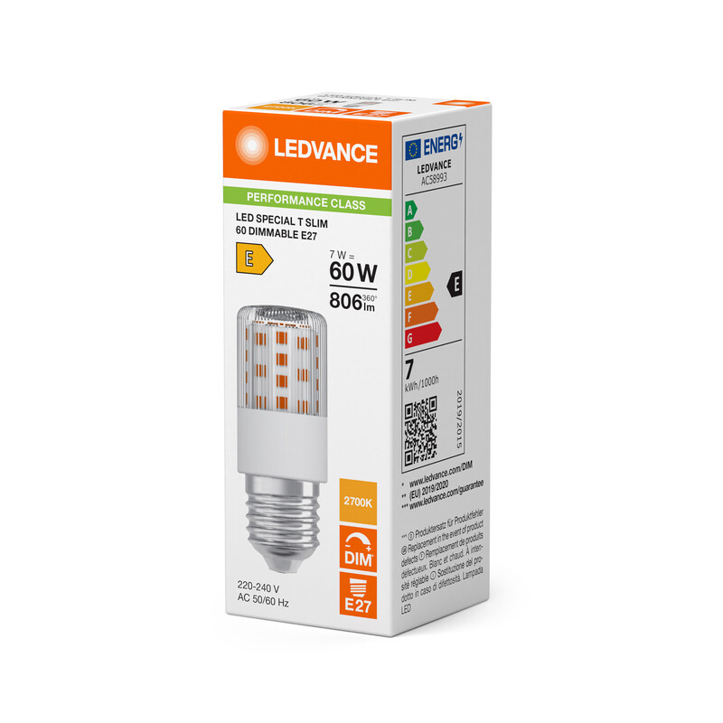 ledvance Led-lamp parathom special t slim 7w/827 806lm e27 dim cl
