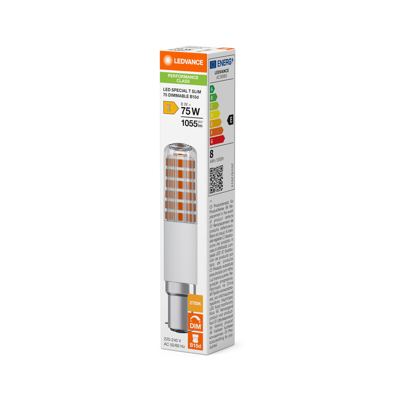 ledvance Vakiolamp. performance special t slim 8w/827 1055 b15d dim cl