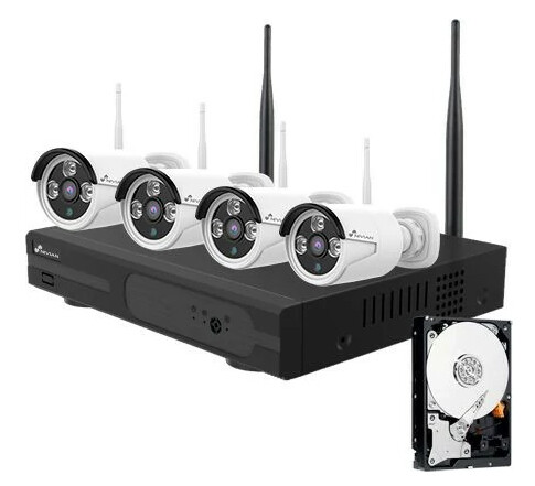 VIDEO SURVEILLANCE SYSTEM WIFI NVR-SET 4 IP-CAM 10-CHANN