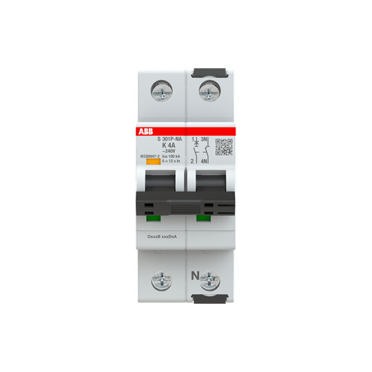 abb smart buildings Circuit breaker s300p 2-pole 1+n k-char. 4a