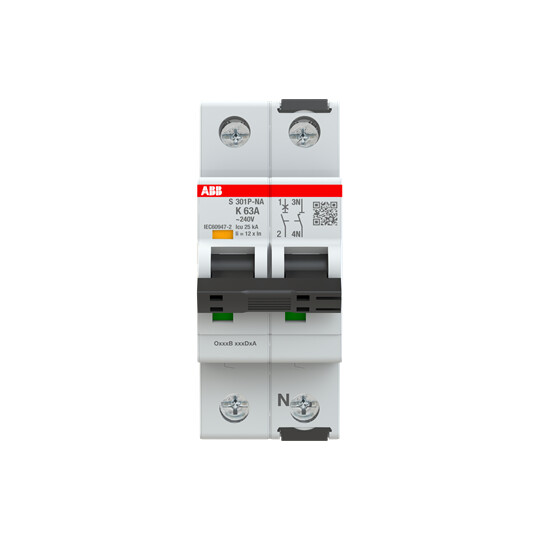abb smart buildings Circuit breaker s300p 2-pole 1+n k-char. 63a