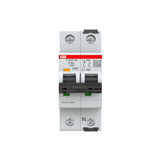 abb smart buildings Circuit breaker s300p 2-pole 1+n c-char. 63a