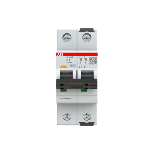 abb smart buildings Circuit breaker s300p 2-pole d-char. 1a