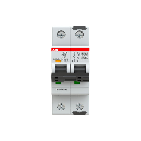 abb smart buildings Circuit breaker s300p 2-pole z-char. 3a