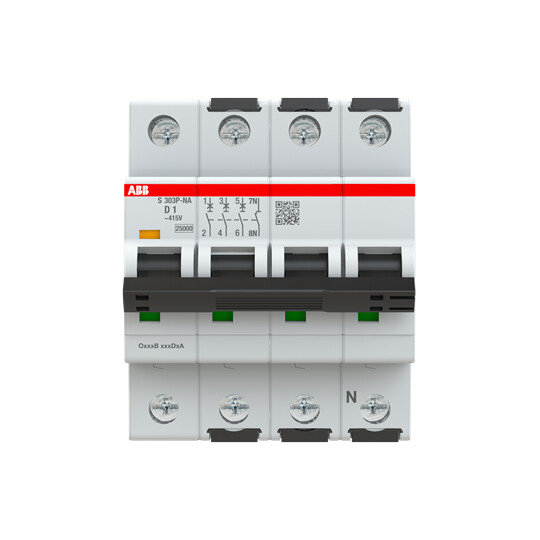 abb smart buildings Circuit breaker s300p 4-pole 3+n d-char. 1a