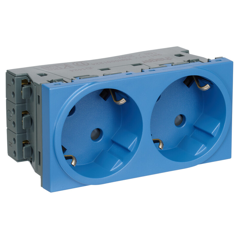 hager Trunking outlet gallery wxf472 2s/16a/250v 4m qc blue