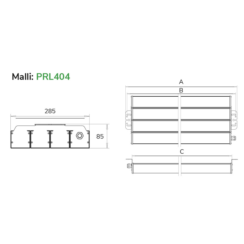 ledistys Surface mounted luminaire prof prl404 ip65 16400lm 152w pc