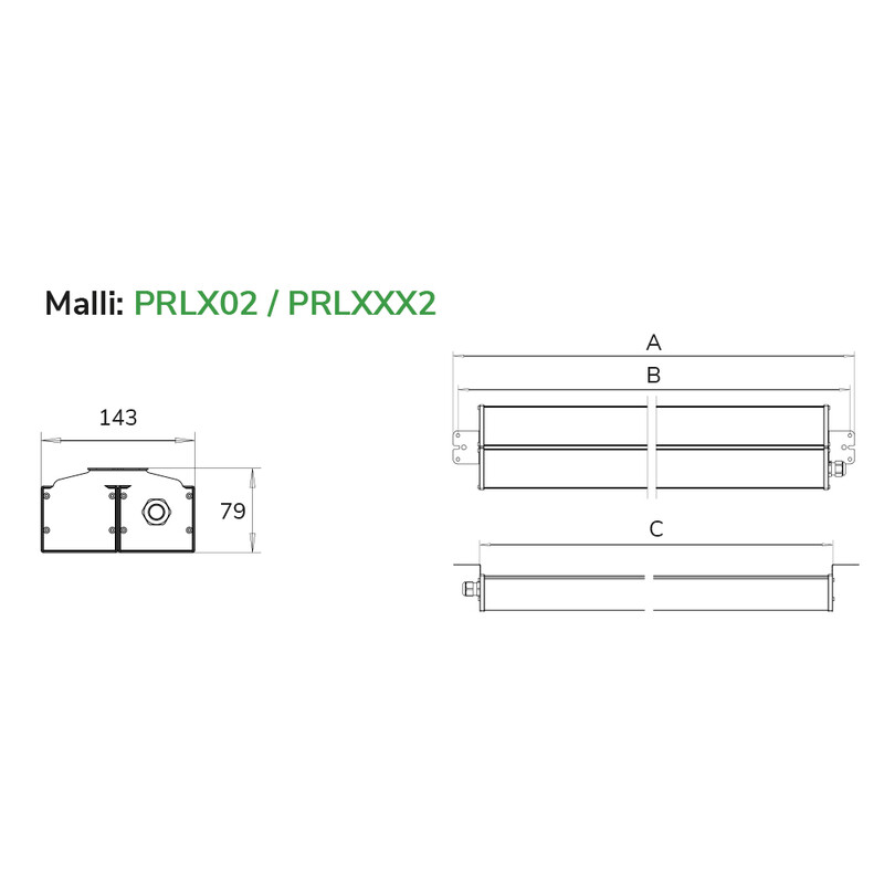 ledistys Surface mounted luminaire prof prl1002 ip65 20800lm 180w pc
