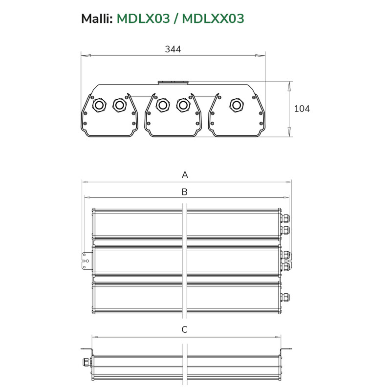 ledistys Ceiling luminaire moduled mdl1203 ip65 39100lm 321w pcda