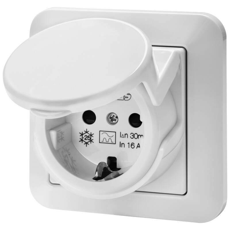 norwesco Fault curr.prot. socket-o nrcd 1s/16a/30ma/250v/ip44 white