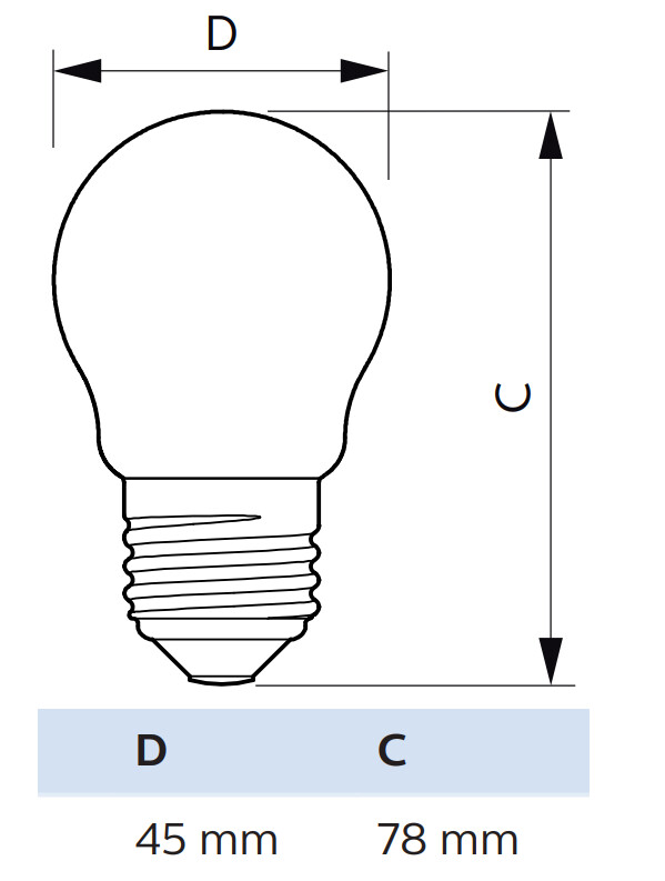 philips Led-klotlampa e27 927 470lm 40w=3.4w p45 cl