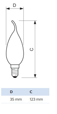 philips Kronljuslampa e14 827 250lm 25w=2w ba35 cl