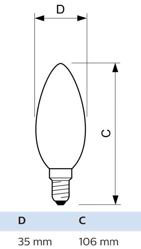 philips Led candle e14 865 470lm 40w=5w b35 fr