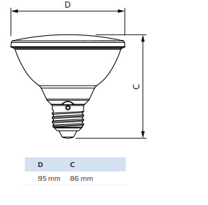 philips Led-spotlight e27 940 820lm 75w=9.5w par30s