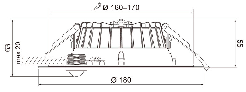 airam Alasvalo compact xl 170 ip54 12w 3cct pir