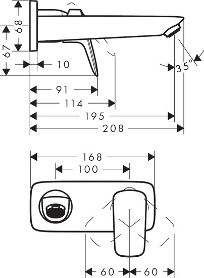 hansgrohe Pesuallashana hansgrohe 71220670 logis seinäas. must