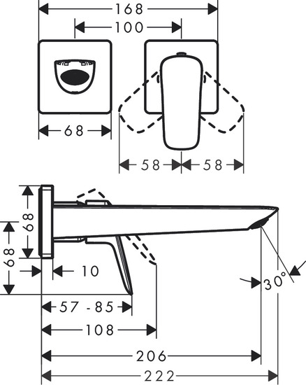 hansgrohe Pesuallashana hansgrohe 71256670 logis seinäas. must