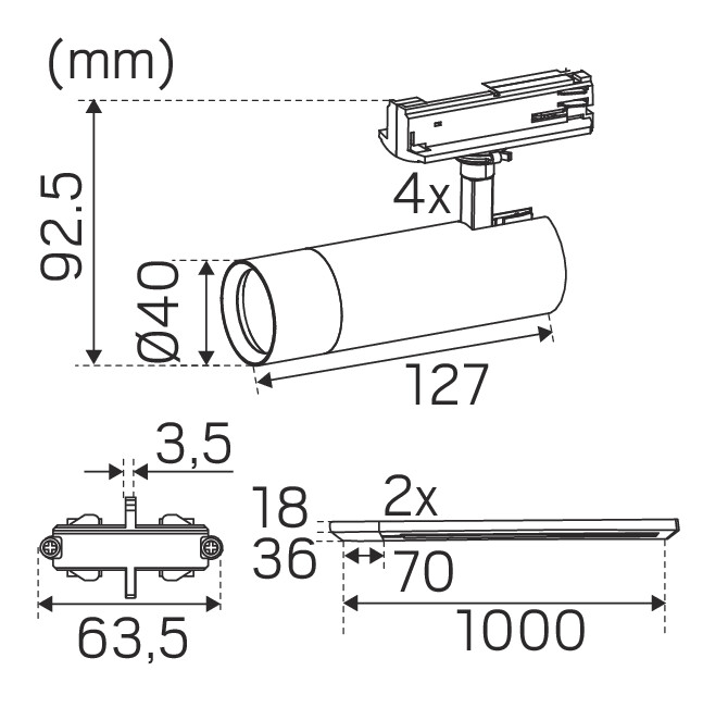 hide-a-lite Spotlight optic track ip20 390lm 5,4w 27/3k vi kit