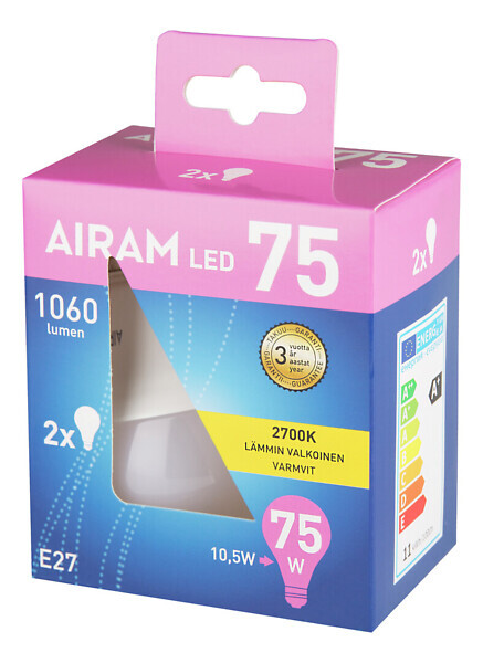 airam Led-lampa airam led a60 827 1060lm e27 op 2bx