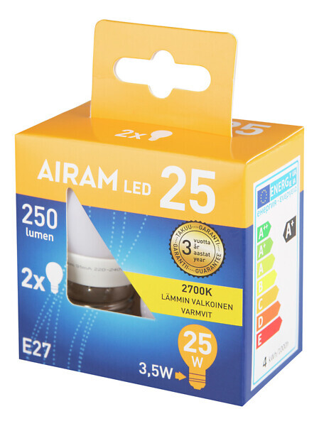 airam Pienkupulamppu airam led p45 827 250lm e27 op 2bx