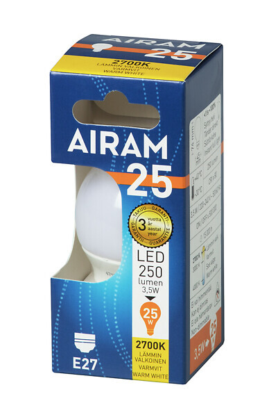 airam Led-lamp airam led p45 827 250lm e27 op