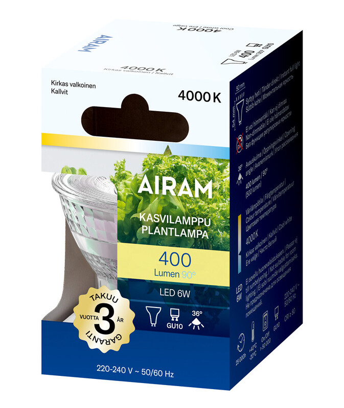 airam Led-lamp plant par16 840 400lm gu10 plant op