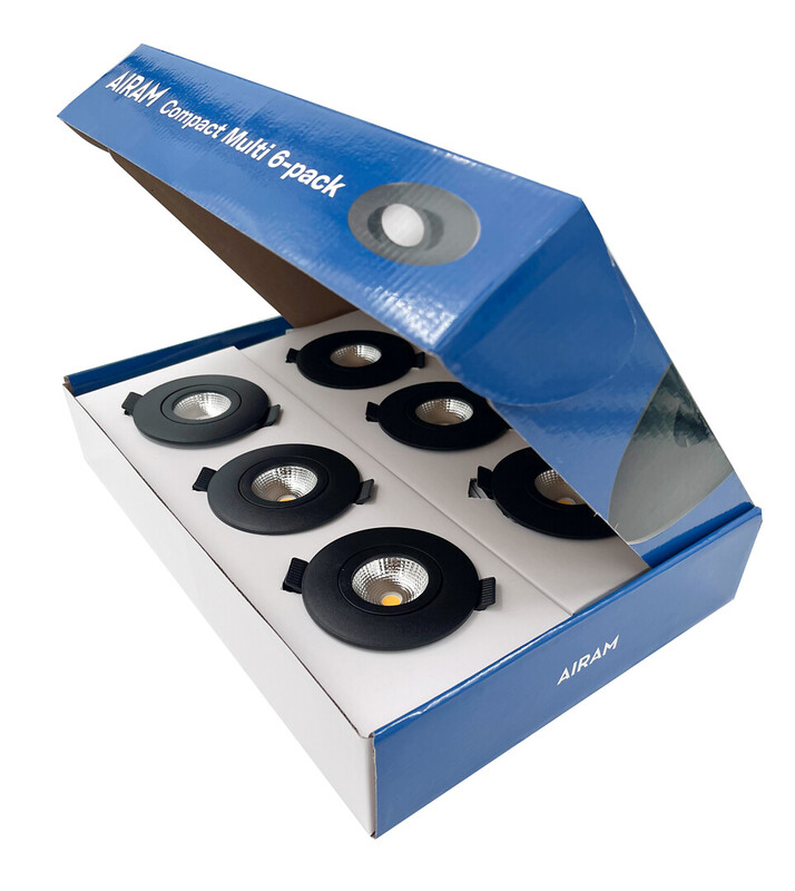 airam Alasvalo compact multi ip54 7w 927/933/940 bk 6-pack