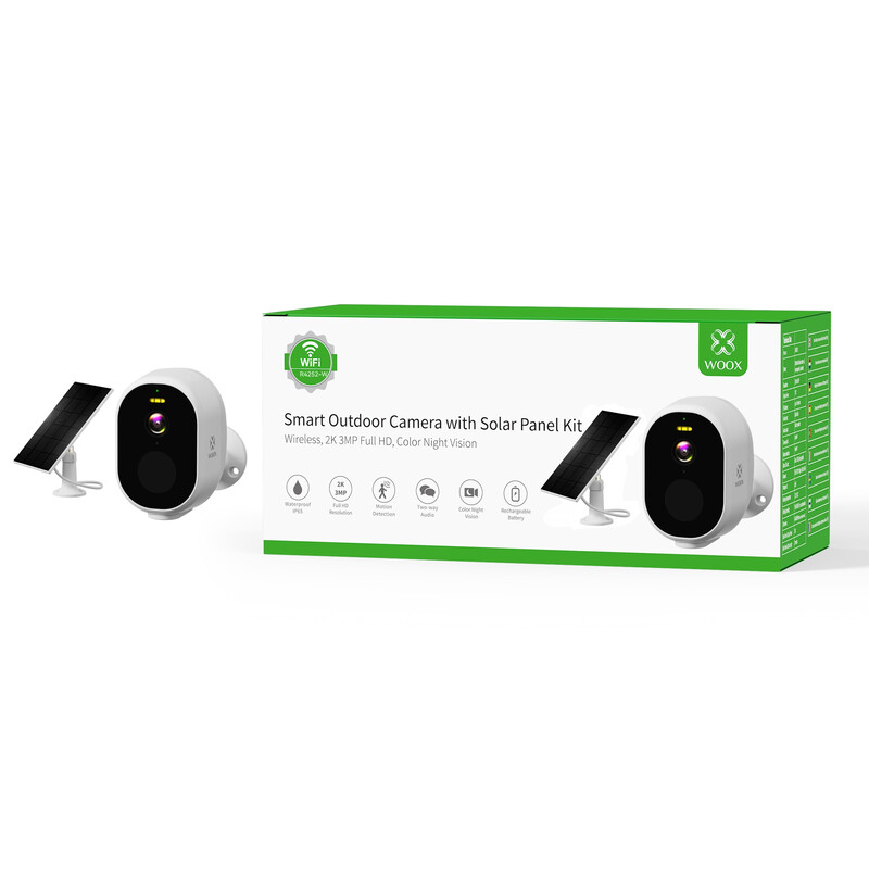 woox Kamera-ip-finnsat ip65, akku ja aurinkopan. valk