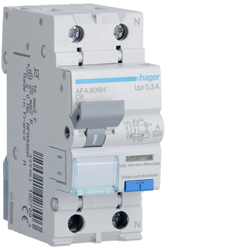 hager Rcbo afa956g 300ma a/2x6a curve c