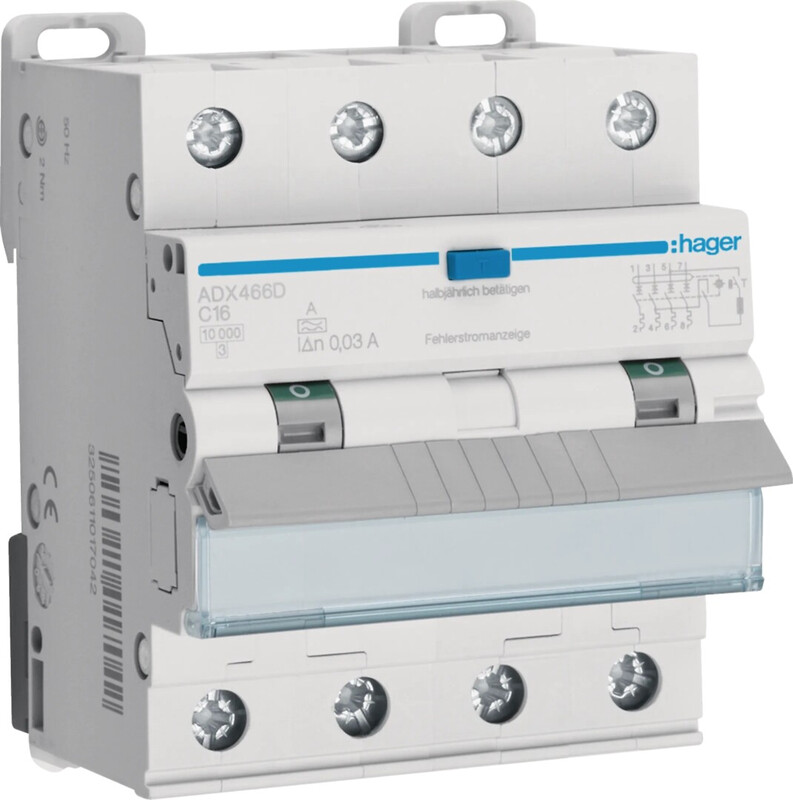 hager Rccb adx466d 30ma a/4x16a c-c. 10ka