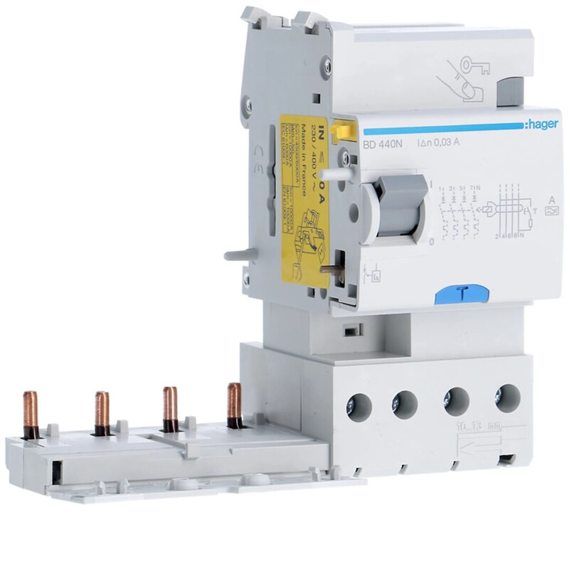 hager Add-on block bd440n 4x40a 30ma type a