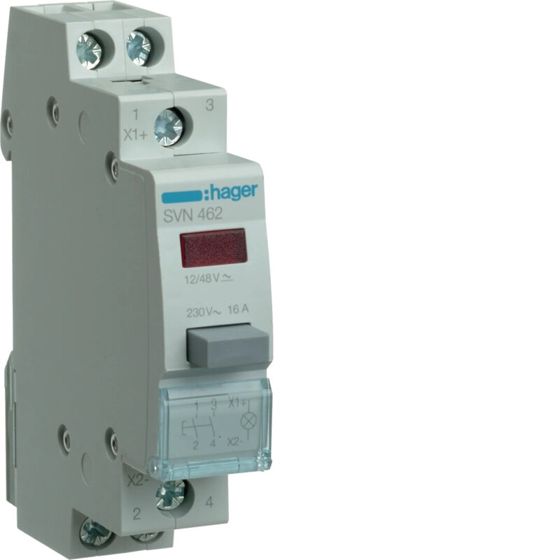hager Impulstryckknapp svn462 2sl + röd sl 12-48v