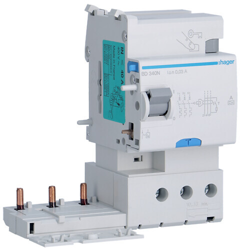 hager Fault current add-on block bd340n 30ma a/3x40a