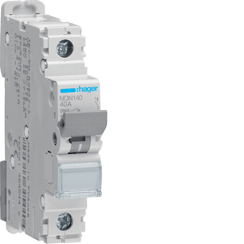 hager Mcb nqn140 1x40a curve b 20ka