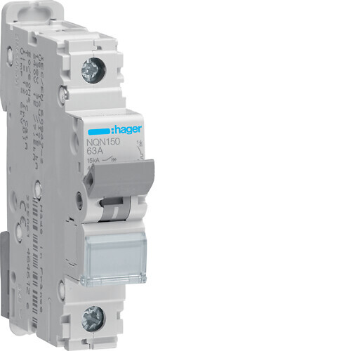 hager Mcb nqn150 1x50a curve b 15ka