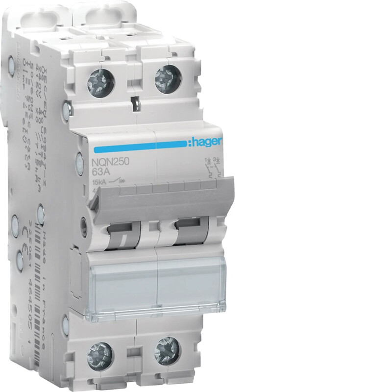 hager Mcb nqn250 2x50a curve b 15ka
