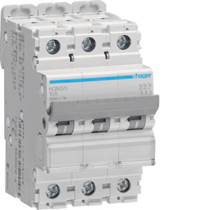 hager Mcb nqn320 3x20a curve b 25ka