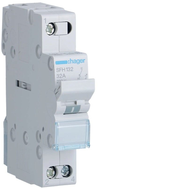 hager Change-over switch sfh132 1-2 1p 32a 230vac