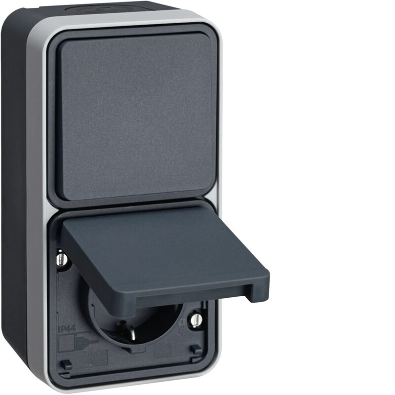 SOCKET OUTLET 1S/16A 6/10A IP55 PPJ gray