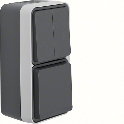 SOCKET OUTLET 1S/16A 6+6/10A IP55 PPJ gray
