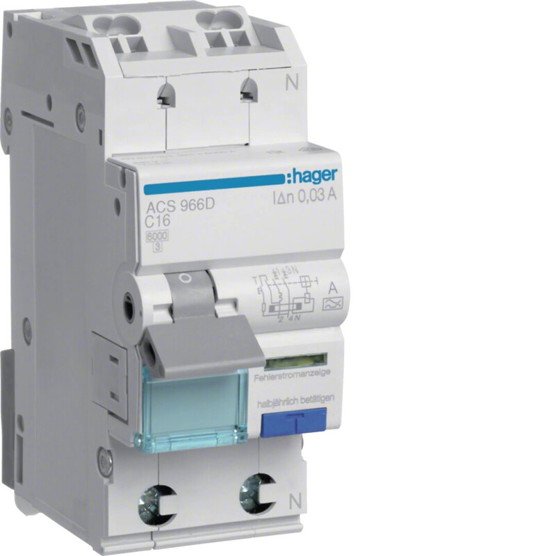 hager Personskyddautomat acs966d 10ma a/2x16a c qc 6ka