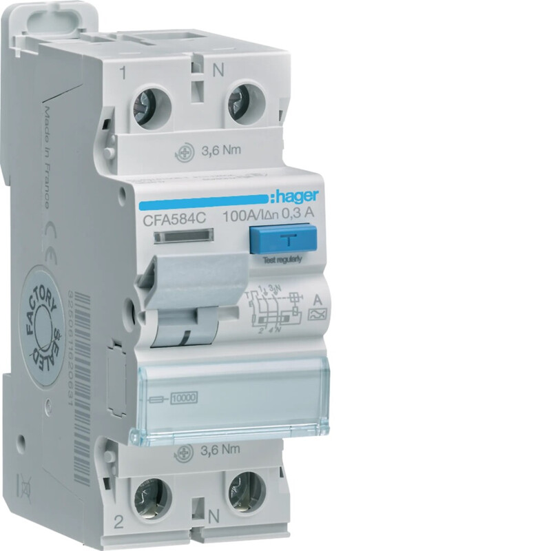 hager Jordfelsbrytare cfa584c 300ma a/2x100a 10ka
