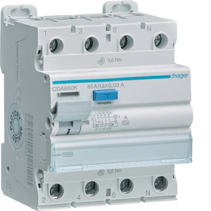 hager Jordfelsbrytare cda680k 30ma a/4x80a 10ka