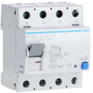 hager Jordfelsbrytare cdb484e 30ma b/4x100a 10ka
