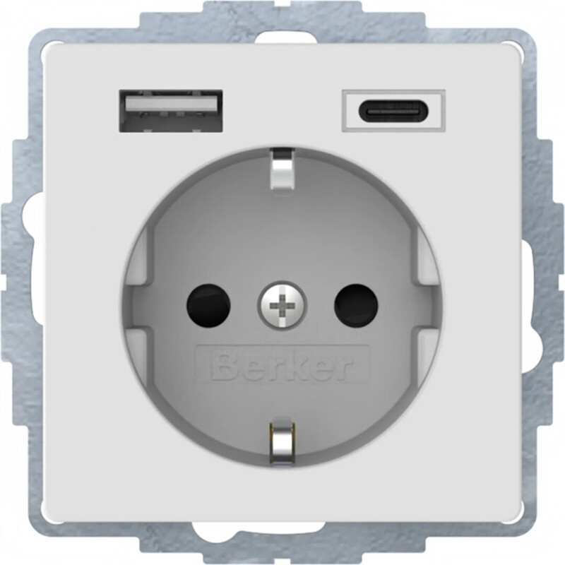 hager Uttag q.1/q.3 1s/16a/ip20 usb a+c ukj vit